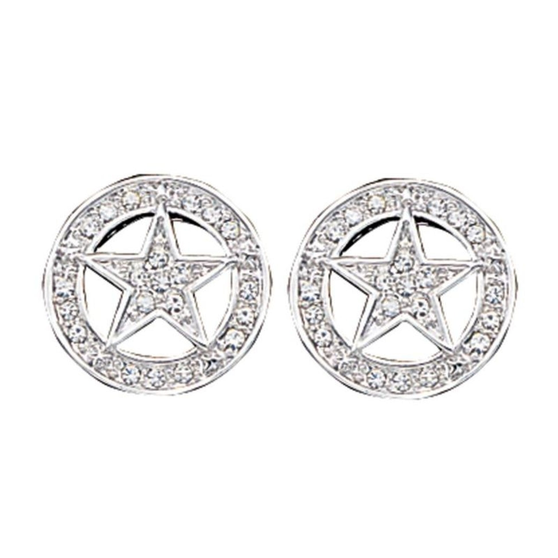 Montana Clear Rhinestone Studded Star Earrings