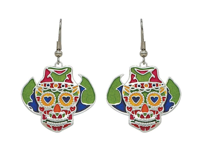 Montana Wild West Sugar Skulls Charm Earrings