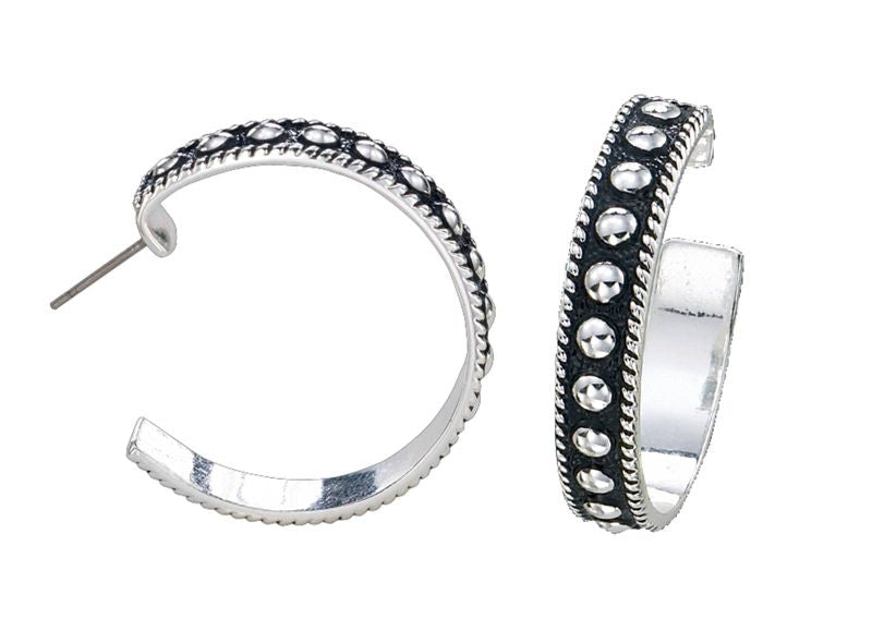 Montana Silver Balls on Black Medium Hoop Earrings