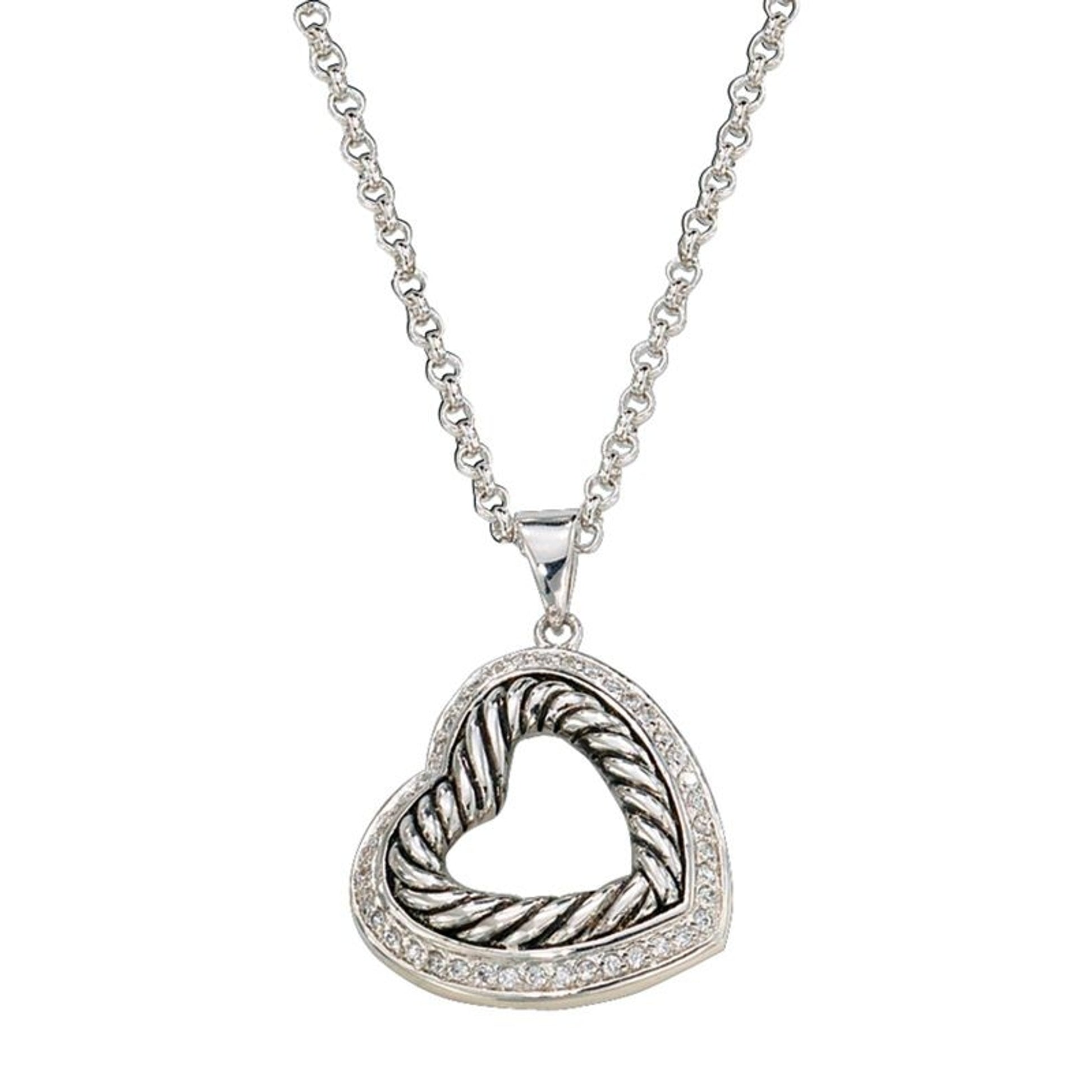 Montana Nested Silver/Twisted Rope Hearts Necklace