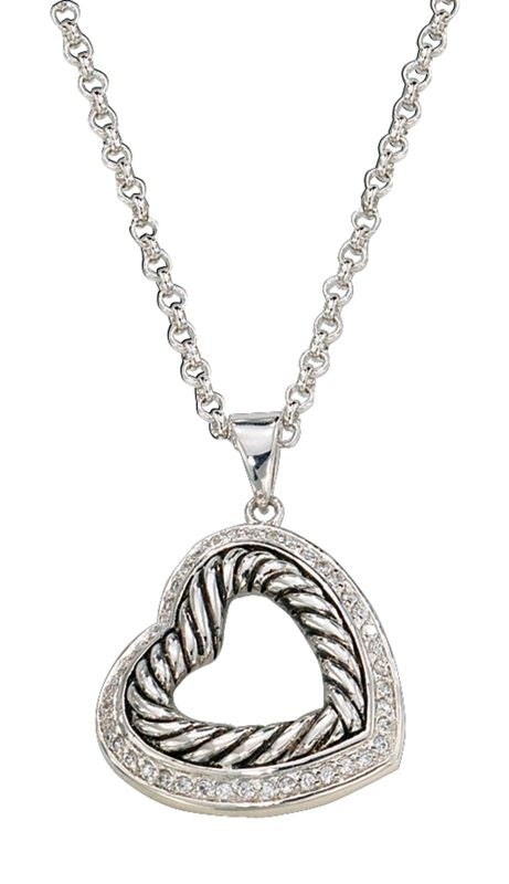 Montana Nested Silver/Twisted Rope Hearts Necklace