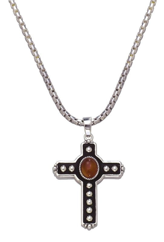 Montana Silver Studded Cross with Amber
