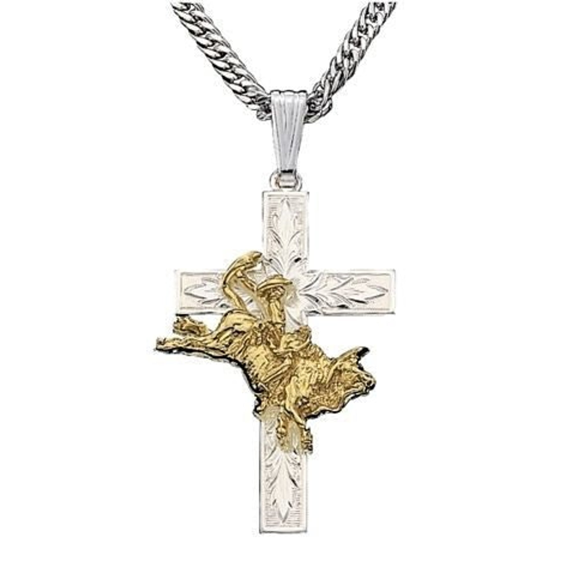 Montana Silversmiths Bull Rider Cross Necklace