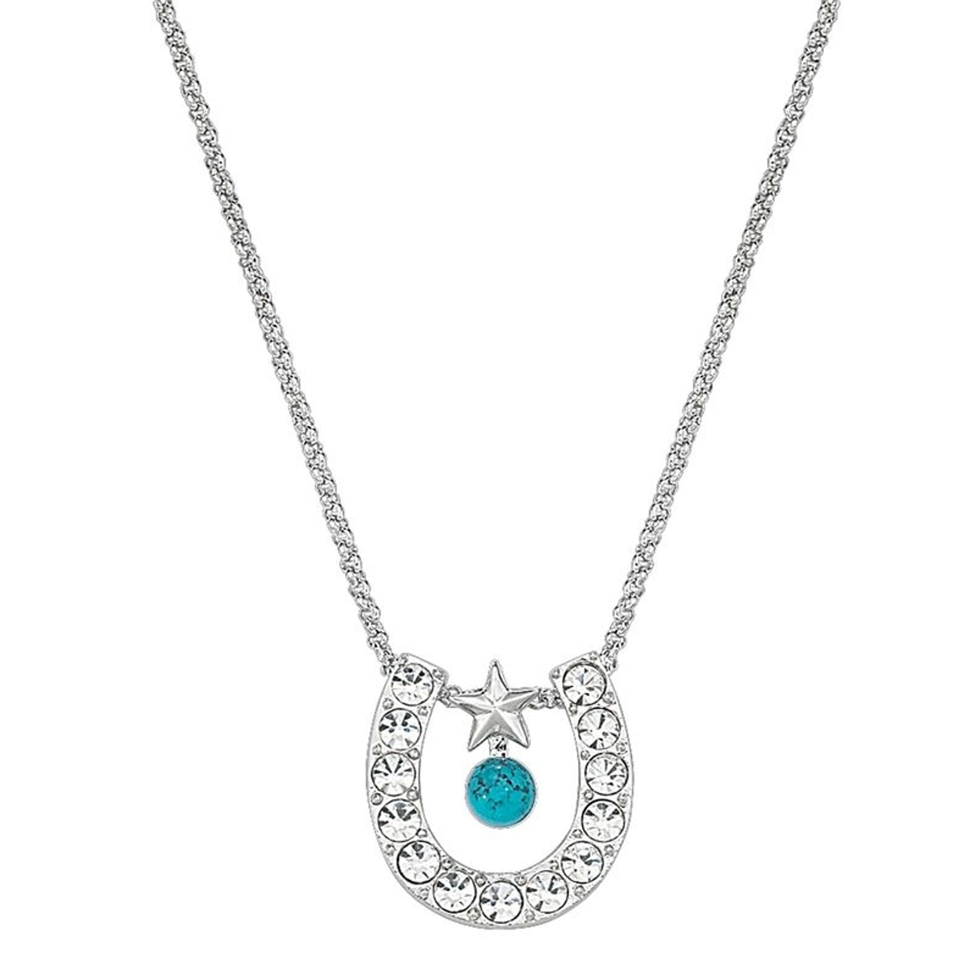 Crystal Horseshoe with Turquoise Necklace