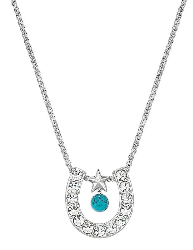 Crystal Horseshoe with Turquoise Necklace