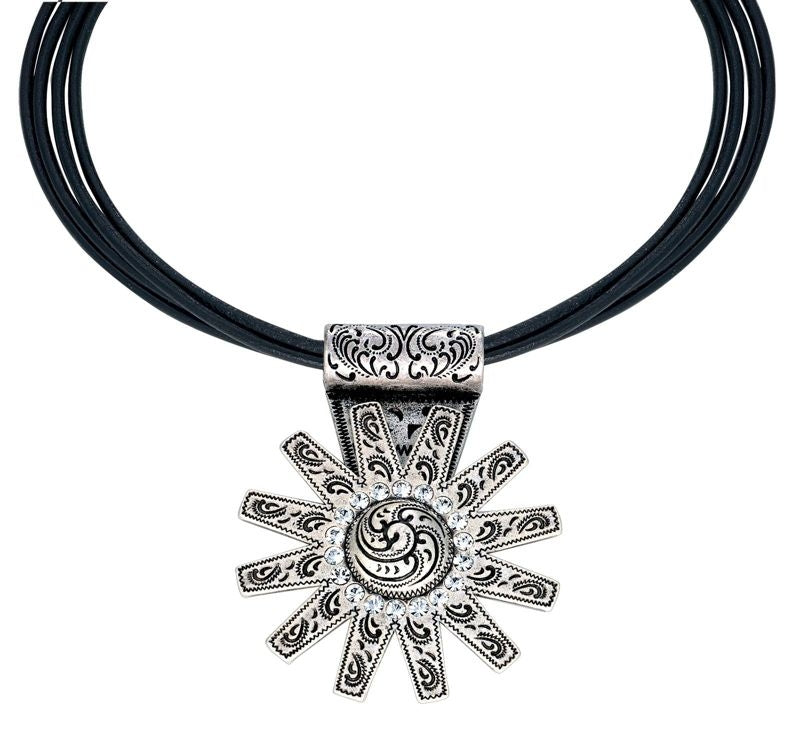 Montana Large Antiq Silver Spur Rowel Necklace