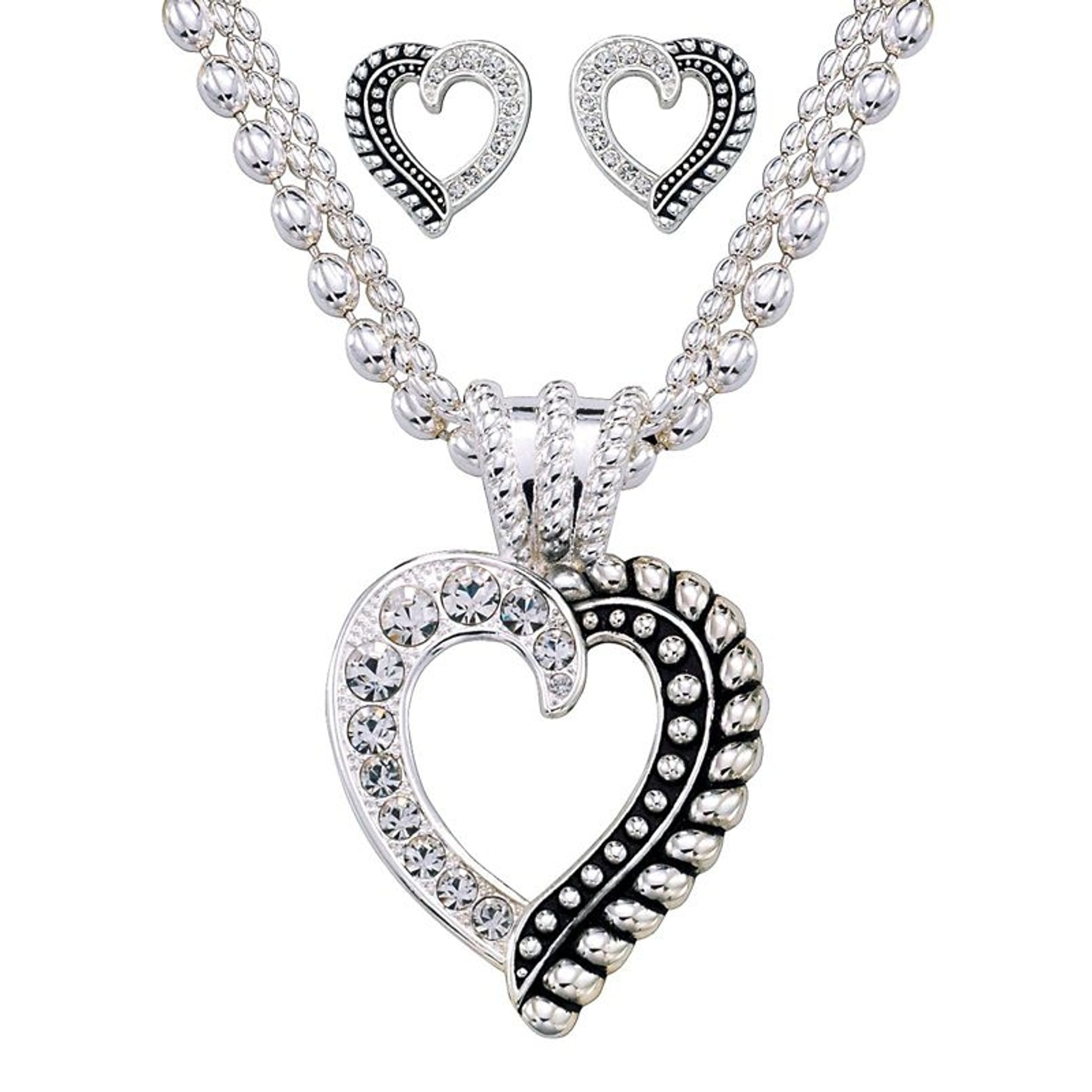 Montana Twisted Rope And Crystal Heart Jewelry Set