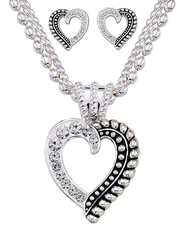 Montana Twisted Rope And Crystal Heart Jewelry Set