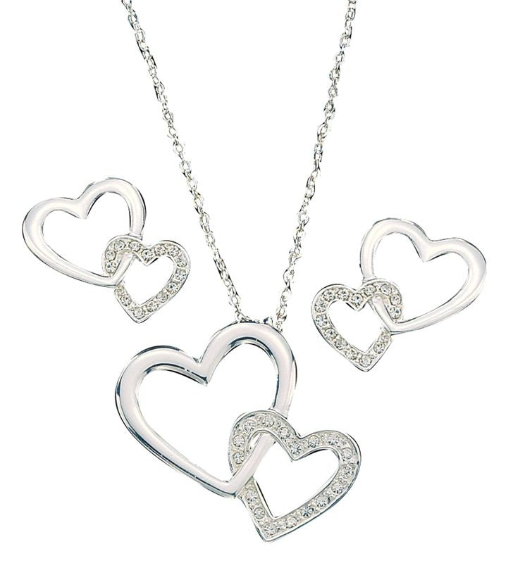 Montana Double Heart with Crystal Jewelry Set