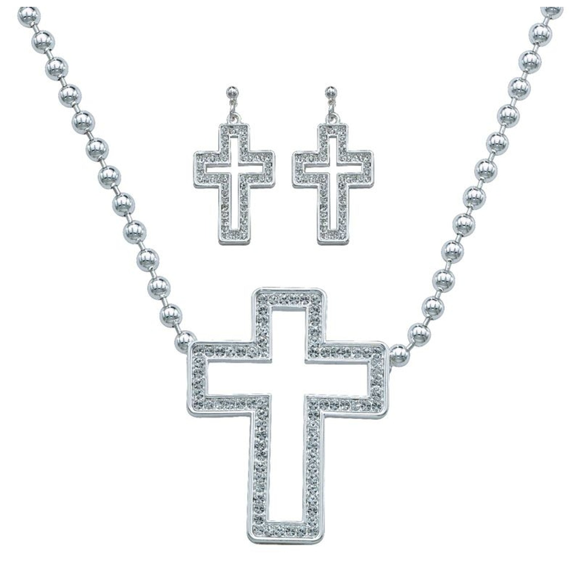Montana Open Cross In Crystal Frame Jewelry Set
