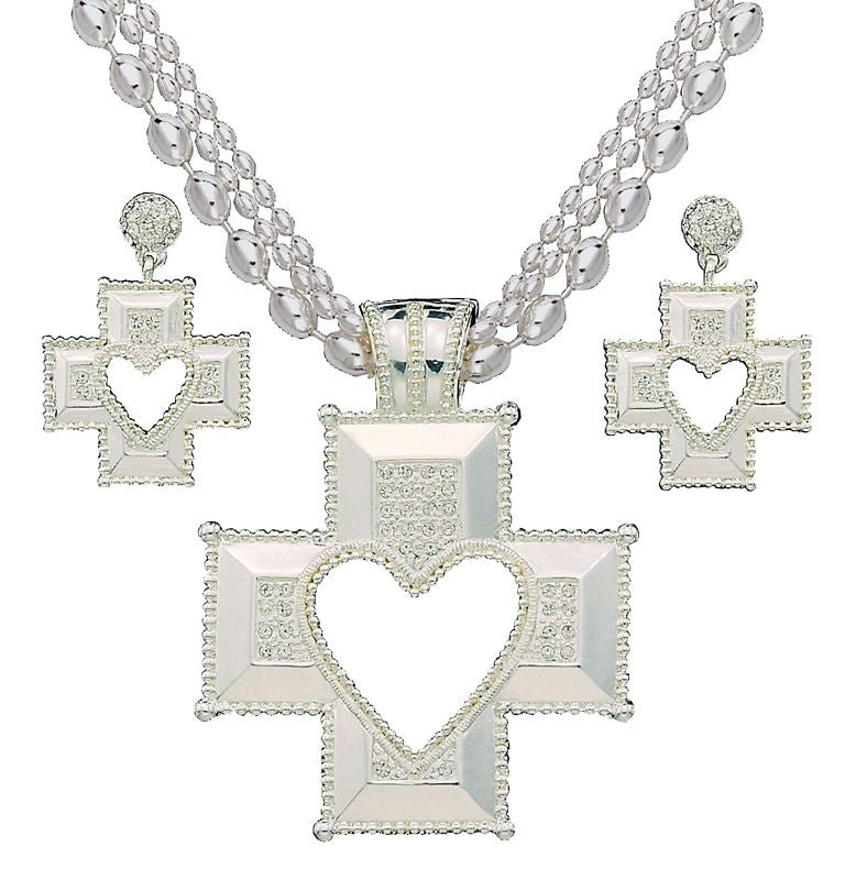Montana Slvsmiths Slv Heart Cross Jewelry Set