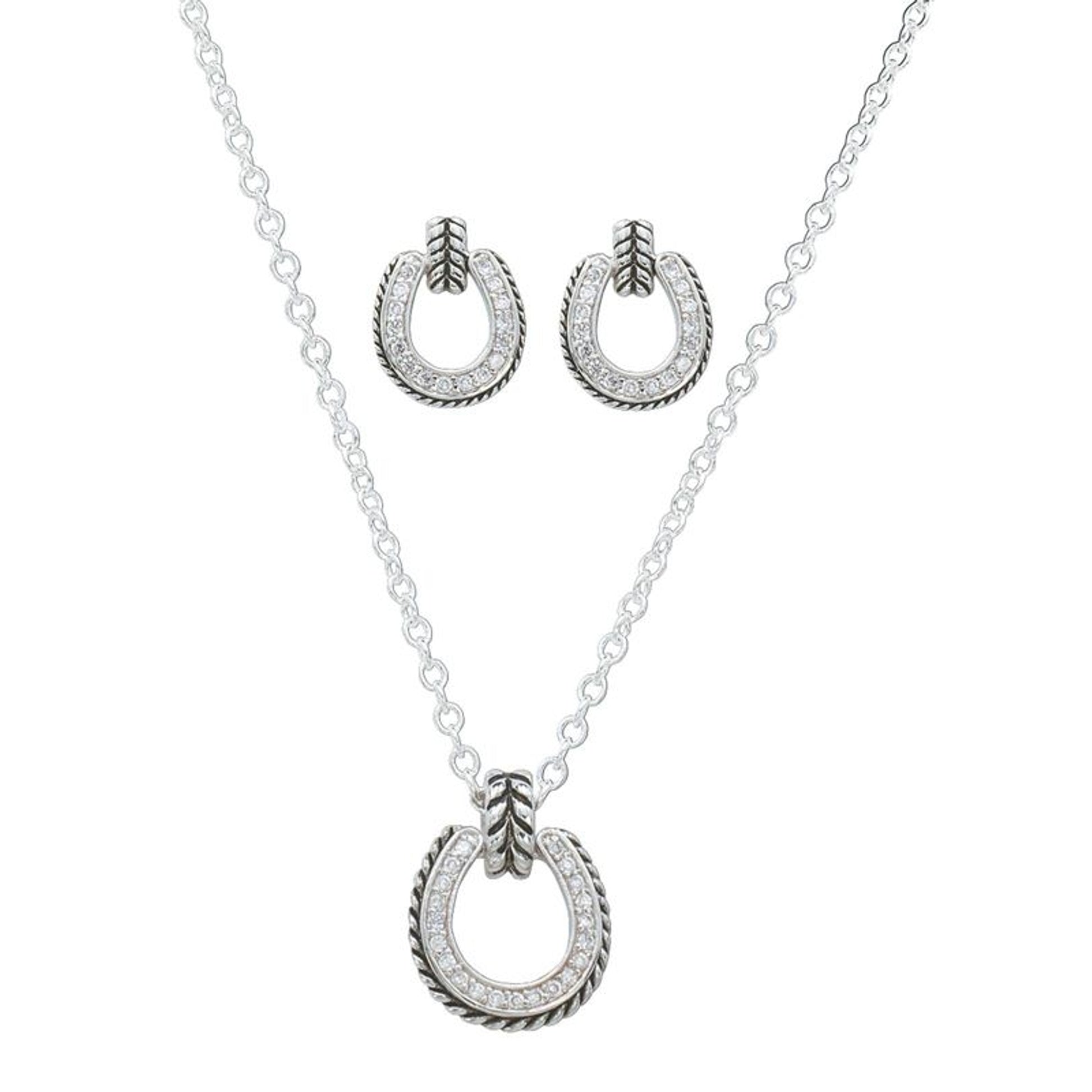 Montana Sparkly Horseshoe with Antiq Rope Jewelry Set
