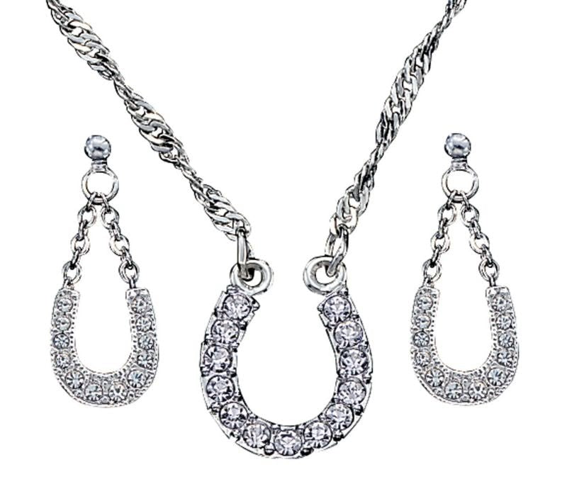 Crystal Clear Lucky Horseshoe Jewelry Set