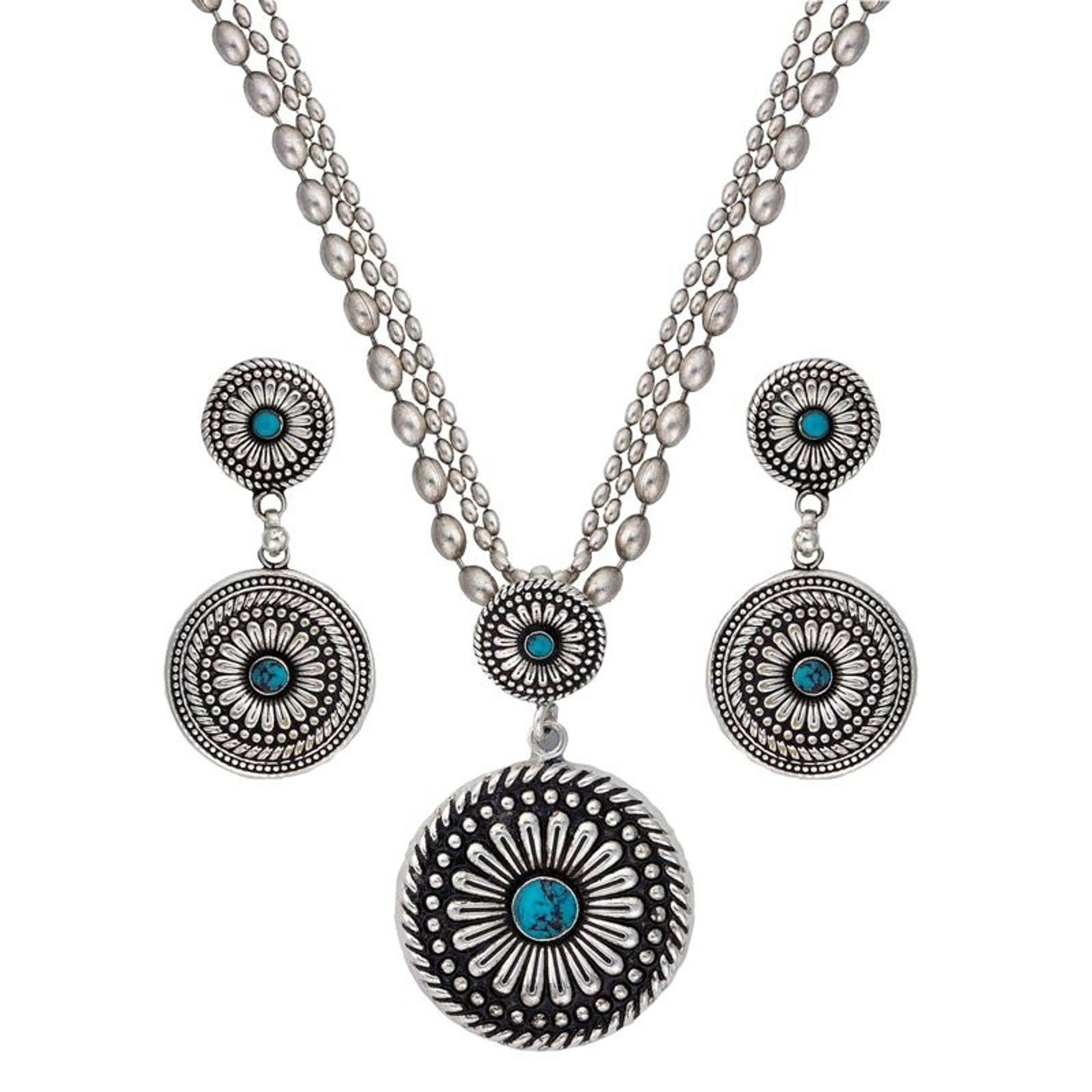Montana Desert Mesa Flower Pendant Jewelry Set