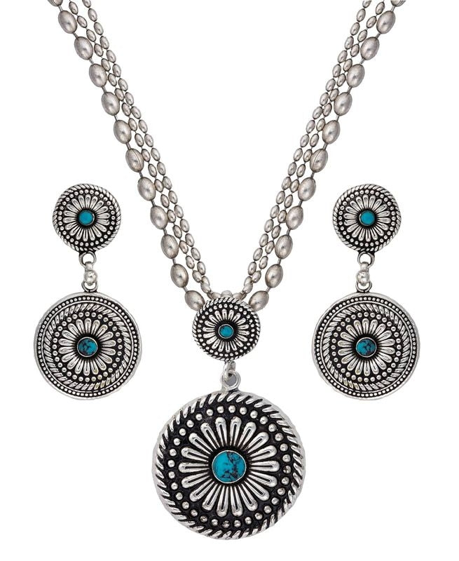 Montana Desert Mesa Flower Pendant Jewelry Set