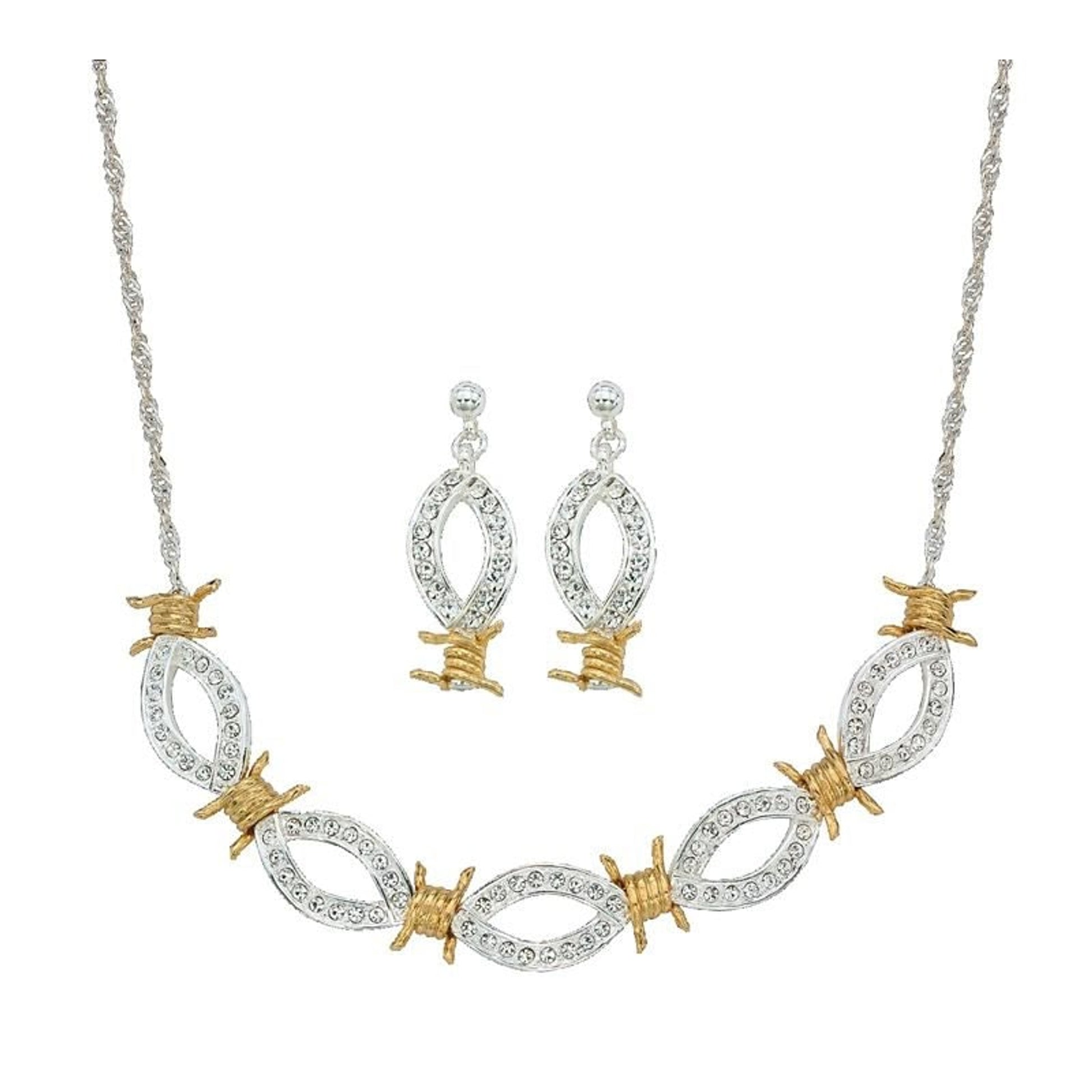 MontanaSilver Xoxo Crystal Barbed Wire Jewelry Set