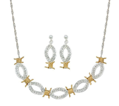 MontanaSilver Xoxo Crystal Barbed Wire Jewelry Set