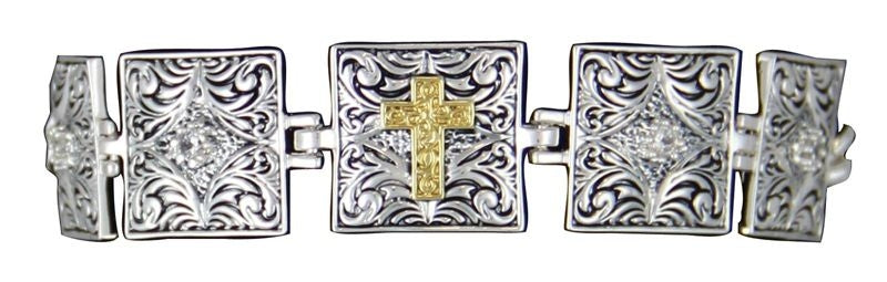 Montana Stepping Stone Links Bracelet with Cross