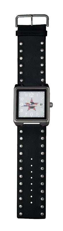 Montana PBR Square Face/Studded Leather Watch