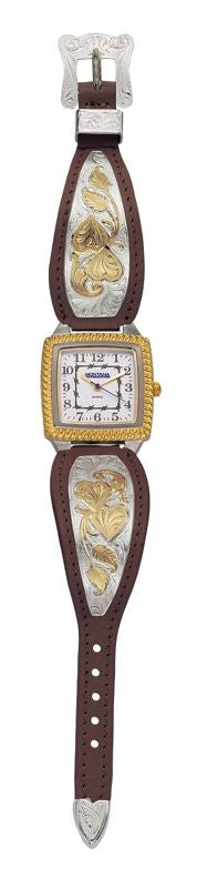 Montana Hearts of Gold Leather Watch Square Face