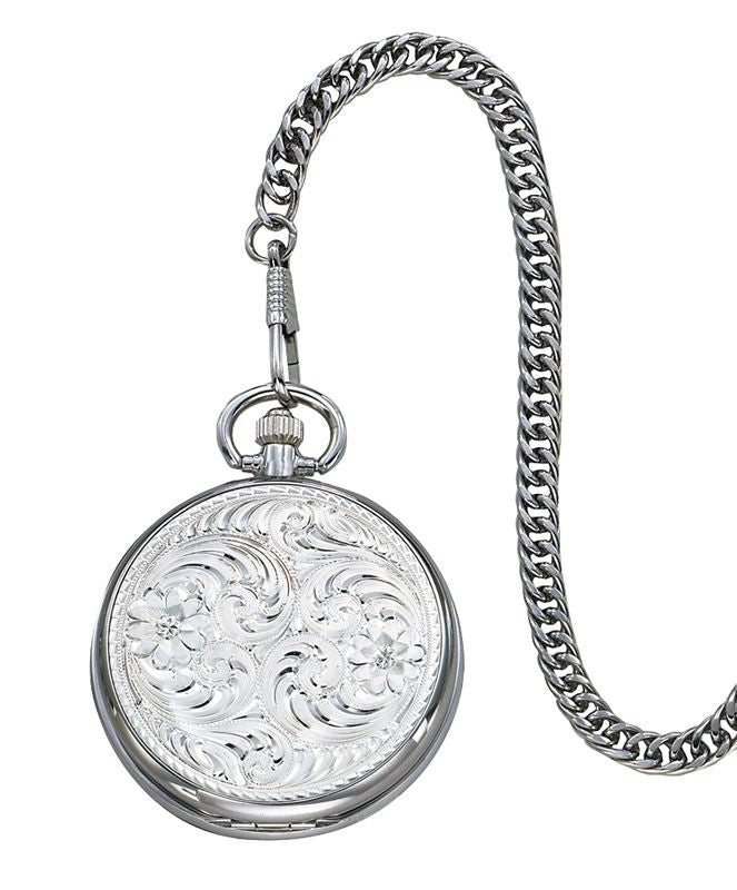 Montana Silversmiths Engraved Silver Pocket Watch