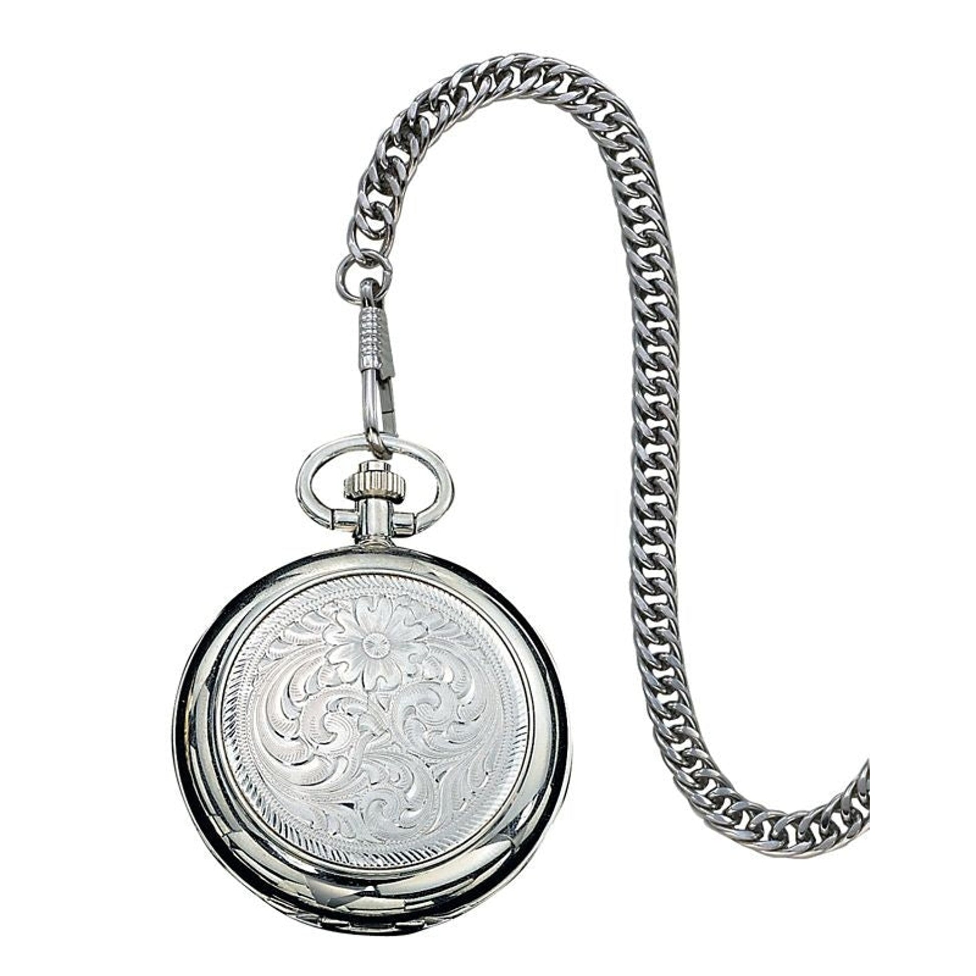 Montana Silversmiths Engraved Silver WatchBk/Wh