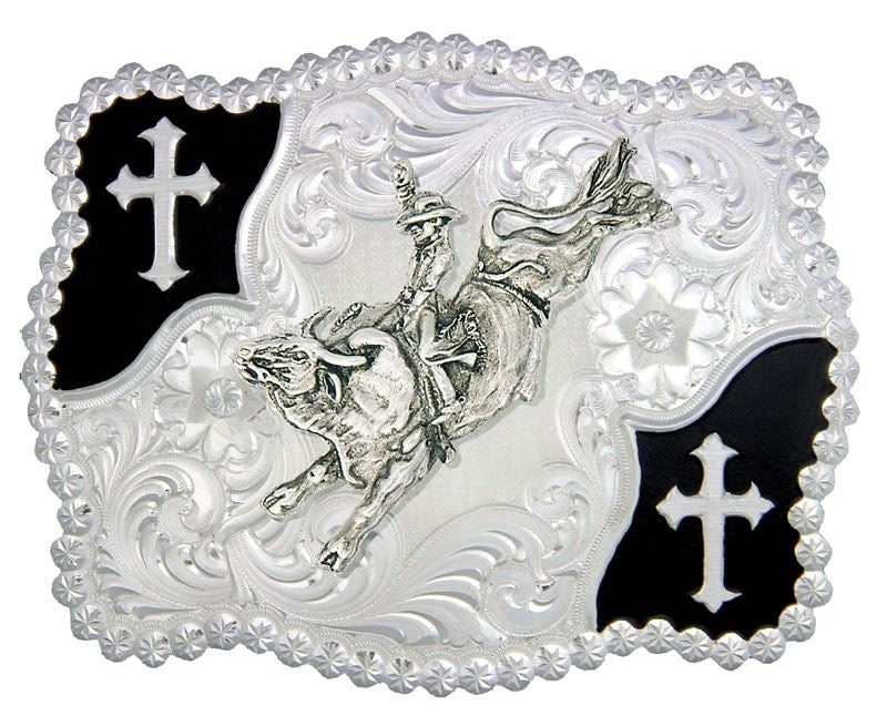 Christian Scallop Shape Belt Buckle/Bullrider Br