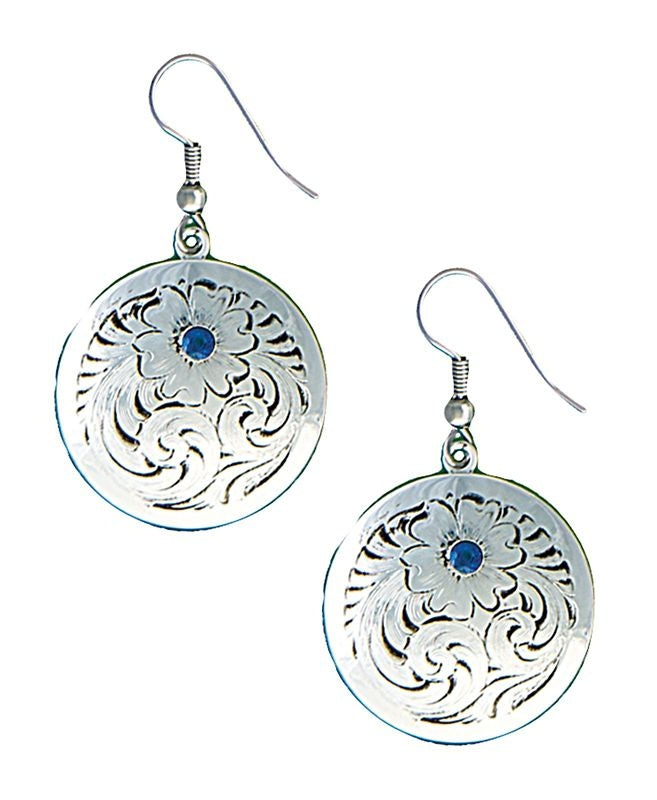 Montana True Blue Montana Engraved Concho Earrings