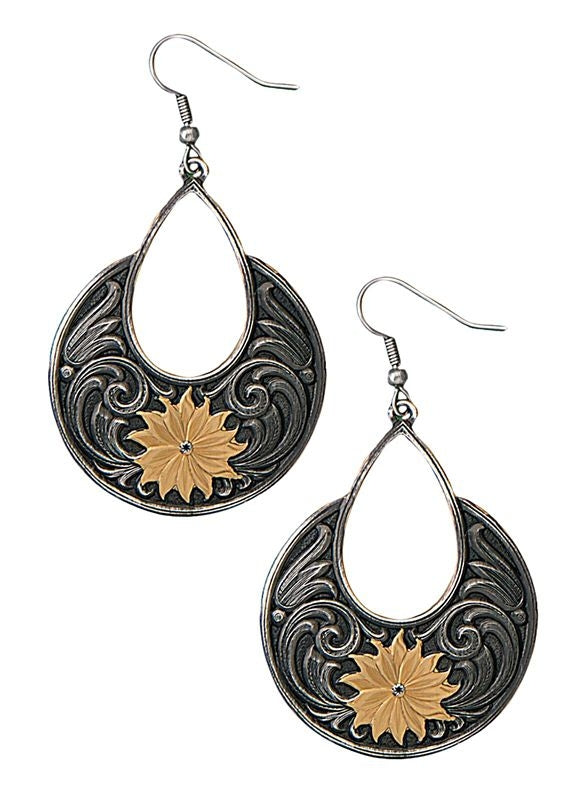 Golden Bitterroot Garden Dangle Earrings