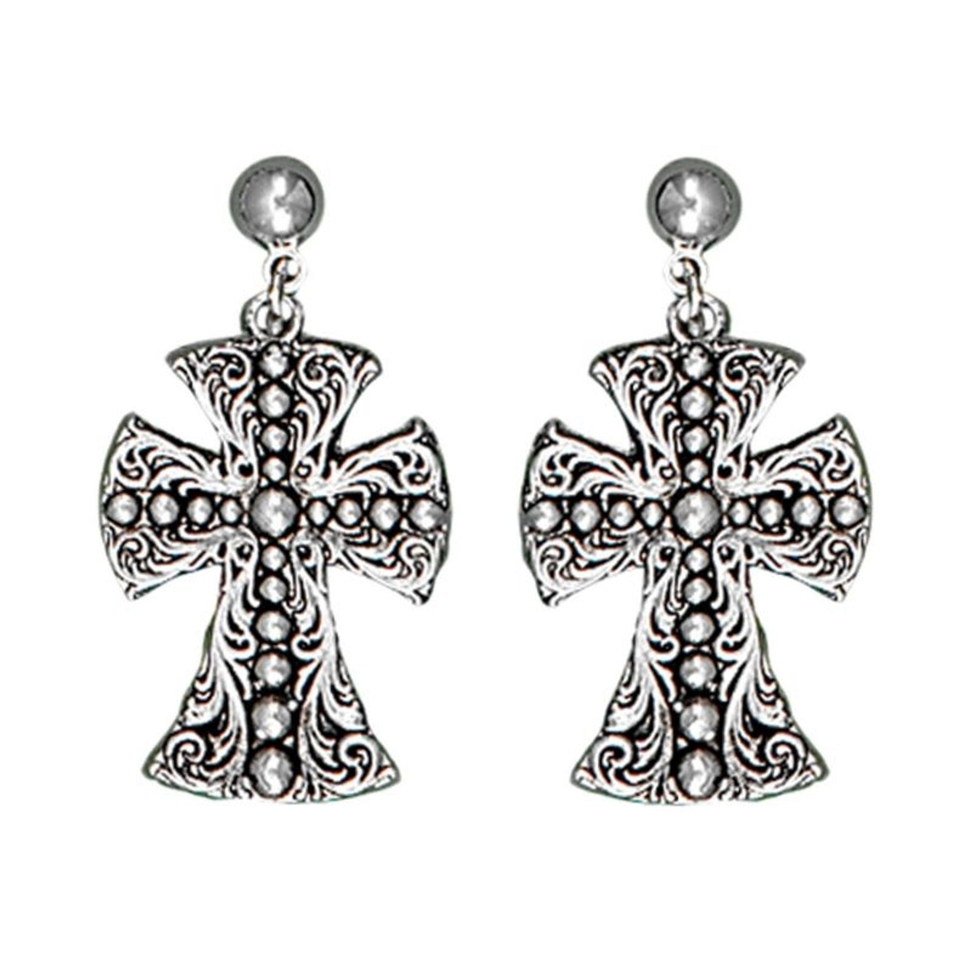 Montana Western Deco Beaded Cross Dangle Earring
