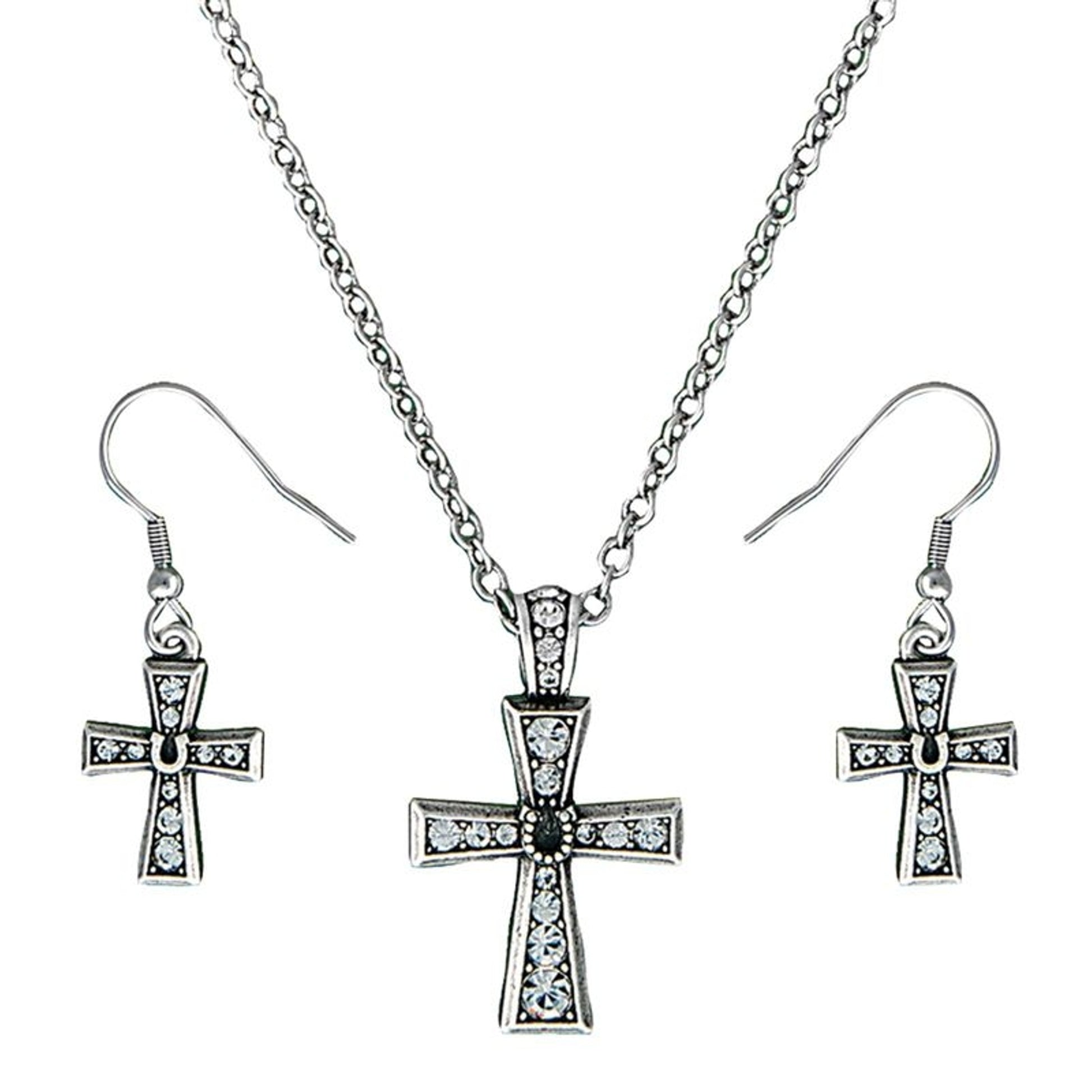 Montana Vintage Charm Horseshoe Cross Jewelry Set