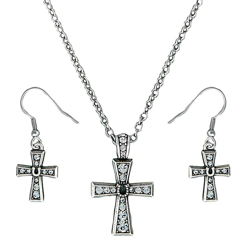Montana Vintage Charm Horseshoe Cross Jewelry Set