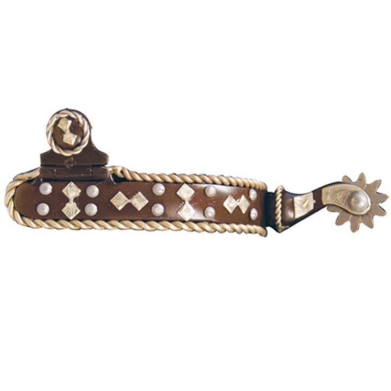 Western Show Spur with Silver Dots and Rope Edge