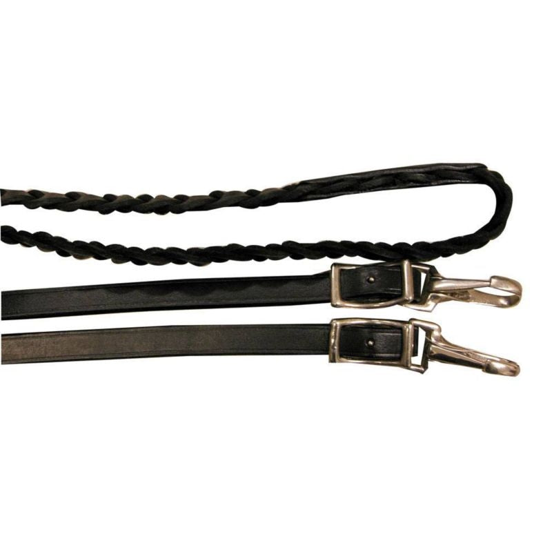 Icelic Leather Plaited Reins Blk