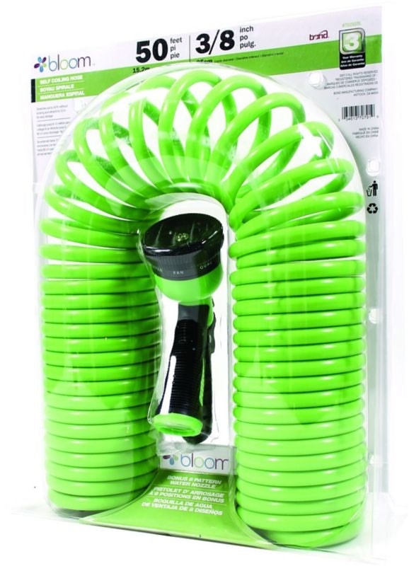 Bloom Self Coiling Hose with Water Nozzle 50ftx3/8