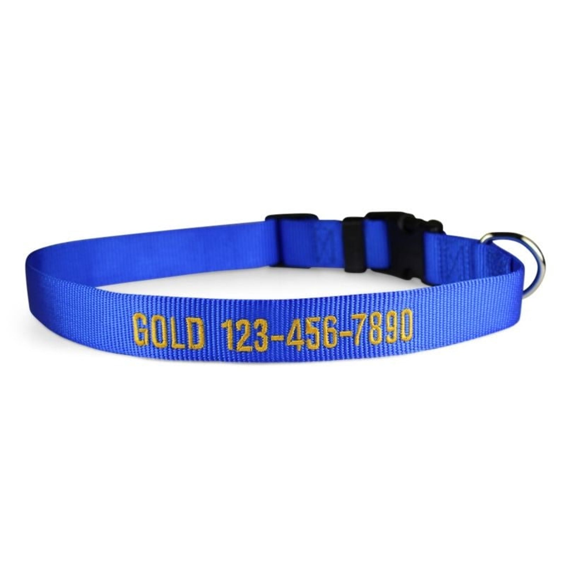 Personalized Blue Nylon Dog Collar