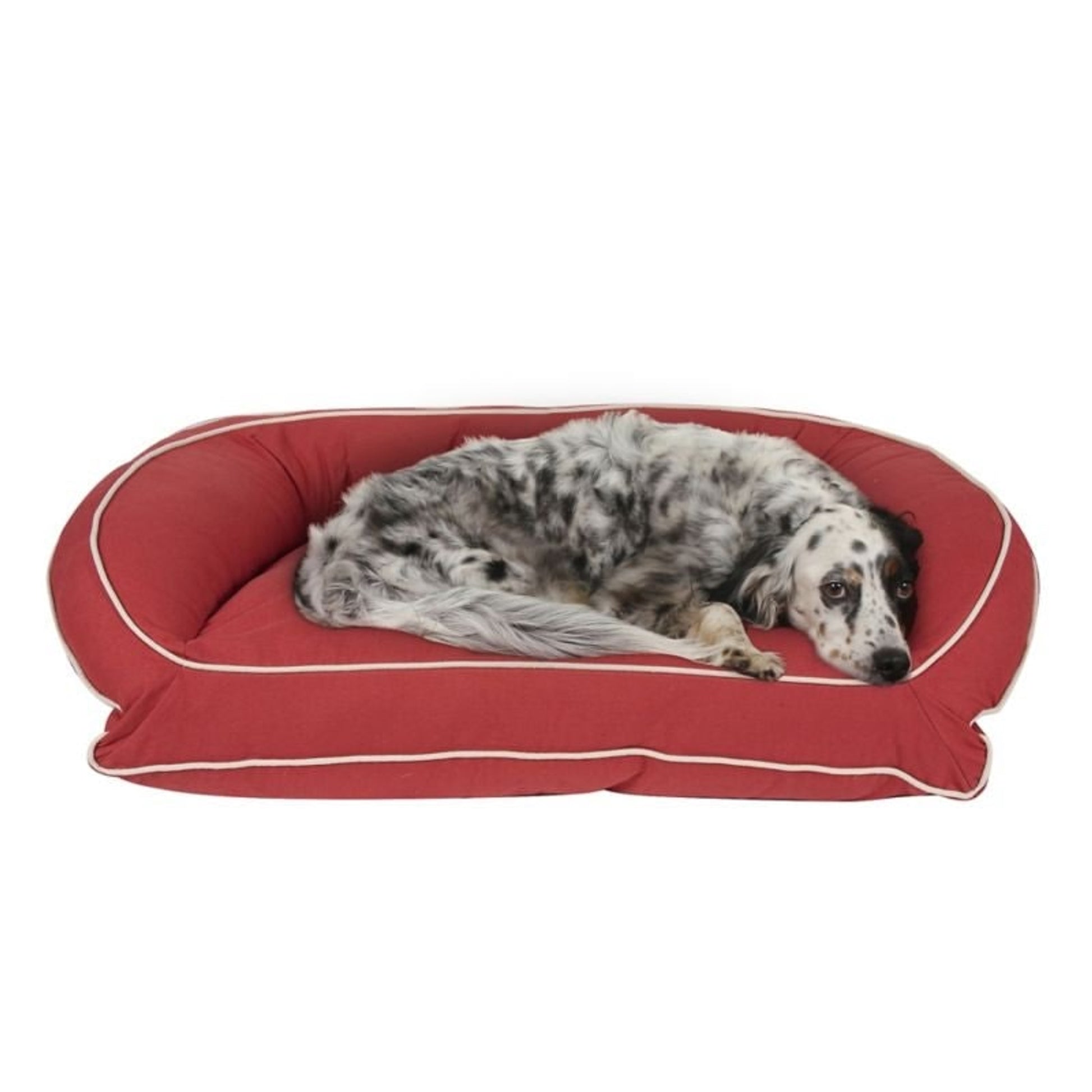 Carolina Pet Barn Red/Khaki Canvas Bolster Bed