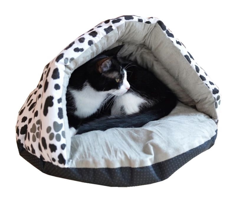 Armarkat Sage Green and Paw Print Slipper Cat Bed