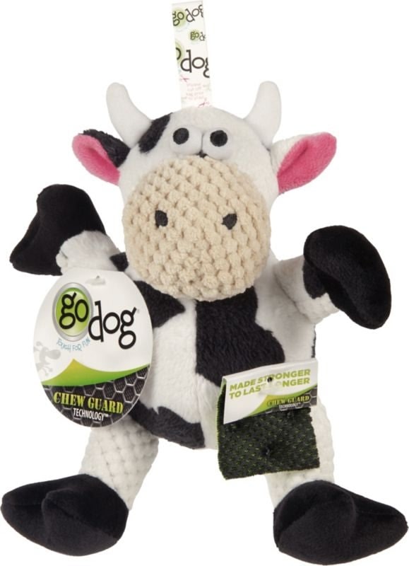 Godog Checkers Sitting Cow Dog Toy