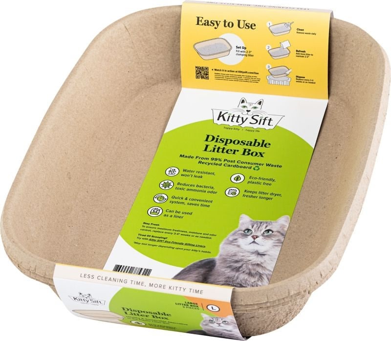 Kitty Sift Disposable Cat Litter Box 3Pk