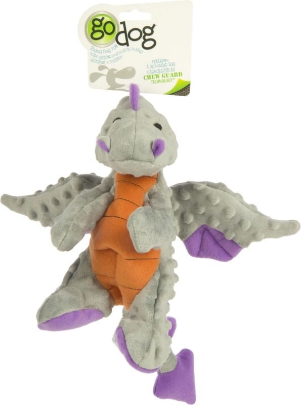 Godog Dragons Durable Plush Squeaker Dog Toy Lg