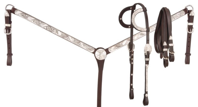 Royal King Double Ear Silver Western Show Set