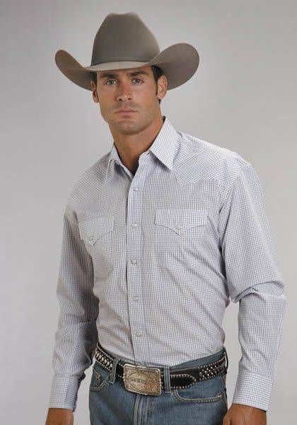 Stetson 2 Stripe Check Shirt Mens Blue
