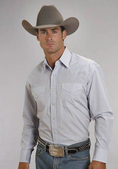 Stetson 2 Stripe Check Shirt Mens Blue
