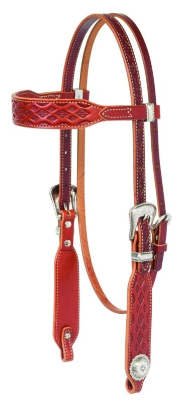 Weaver Aztec Tooled Browband Headstall Chest Hrs