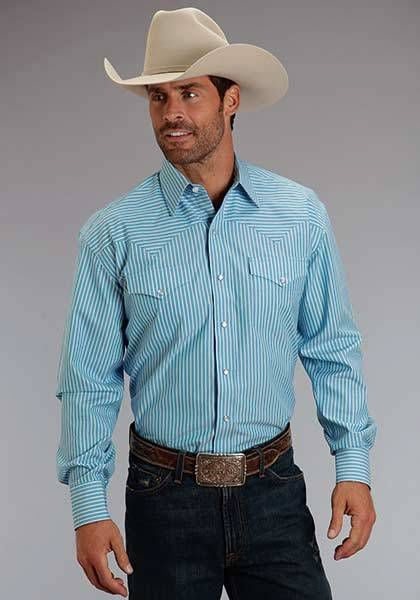 Mens Candy Stripe LS Snap Shirt