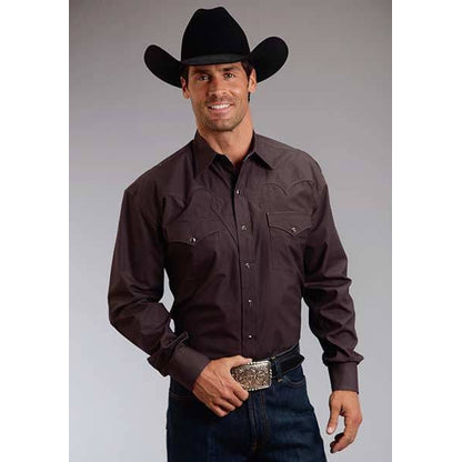 Mens Peached Poplin LS Shirt