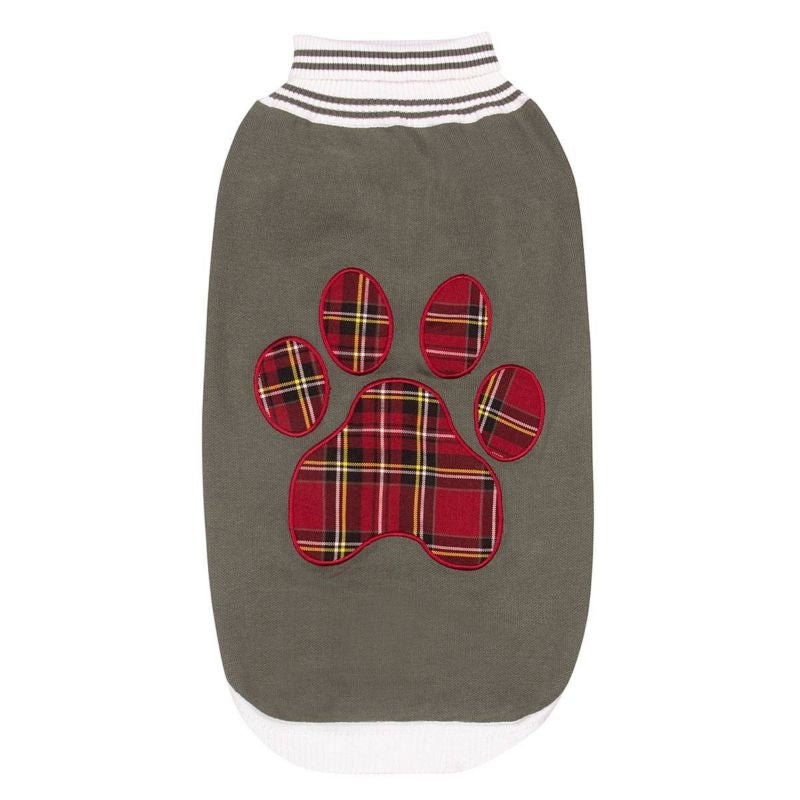 Halo Ec Red Plaid Dog Paw Sweater L