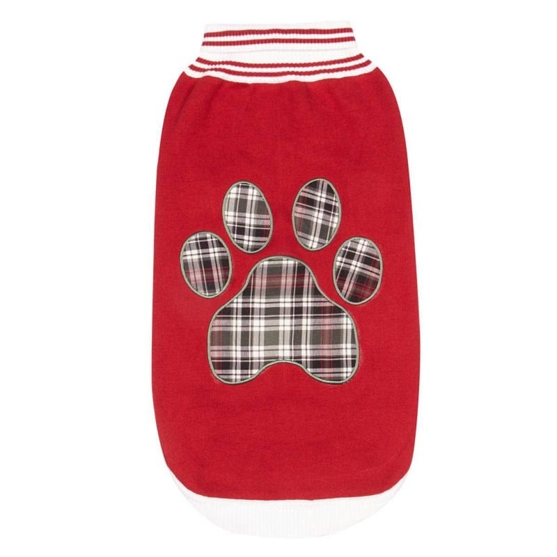 Halo Duck Green Plaid Dog Paw Sweater L