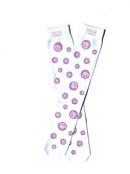 Lettia Ladies Smiley Boot Socks White/Pink Adult
